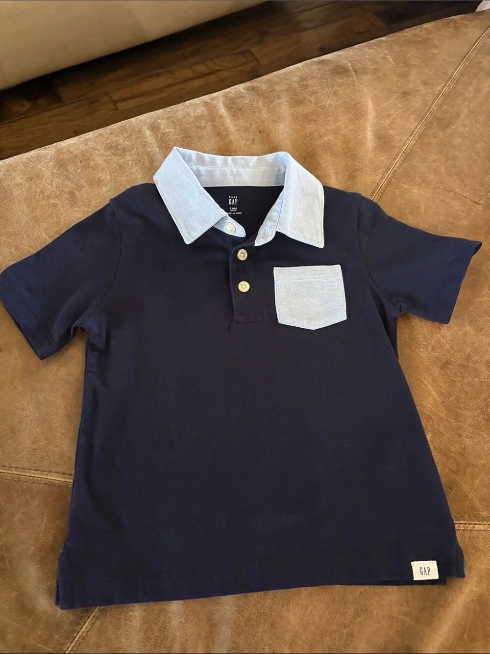GAP Navy Polo with Light Blue Collar & Chest Pocket